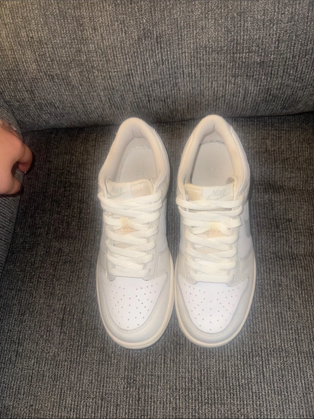 Nike White and Light Gray Kids Low-Top Sneakers